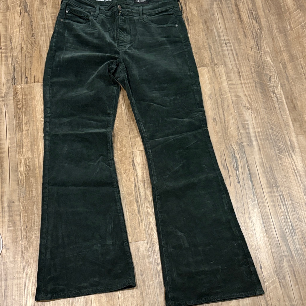 Ag Adriano Goldschmied Women's Green Corduroy Farrah Bootcut Jeans